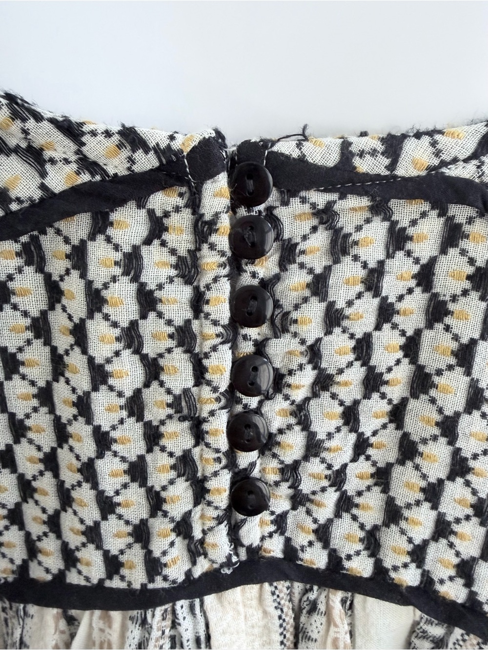 Free People Ivory and Black Patterned Peasant Blouse - Picture 8 of 10